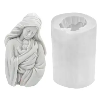 Õnnistatud Neitsi Maarja Koos Beebi Jeesuse Skulptuur Küünal Silikoon Hallituse Käsitöö Desktop Decor Kipsi Epoksüvaik Küünal Hallitus
