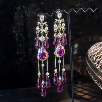 Korea Palace Stiilis Lilled Crystal Tutt Tilk Kõrvarõngad Naistele Barokk Vintage Puhkus Ehted Kingitused Tüdrukud