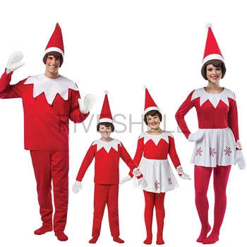 Xma Cosplay Täiskasvanud Lapsed, Pere Jõulud Kostüüm Lapsed Elfi Kostüüm Täiskasvanud Elfi Kostüüm Punane Uuel Aastal 2023