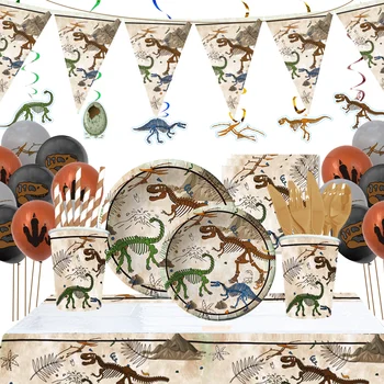 Dinosaurus Fossiilsete Arheoloogia Teema Sünnipäeva Paber Plaat Cup Lauanõud Teenetemärgi Dinosaurus Partei Teenetemärgi Tarvikud