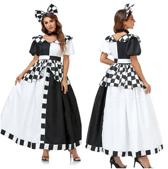 Halloween Naiste Alice Iracebeth Valge Must Lolita Kostüüm 