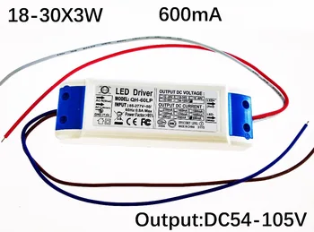 Tasuta kohaletoimetamine 60W 70 VATTI 80W 90W LED Draiver 18-30x3W 600mA DC54-105V High Power LED Toide