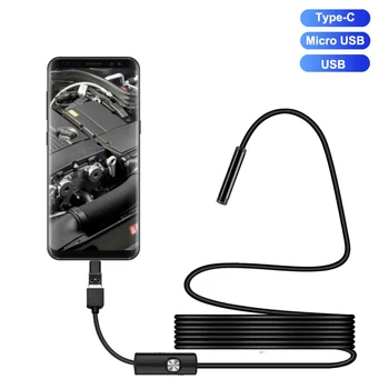 1m/1.5 m/2m Endoscope Kaamera Veekindel Endoscope Borescope Reguleeritav Pehme Traat 7mm Android Tüüp-C USB Kontrolli Camea Auto