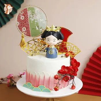 Hiina stiilis sünnipäev Kuningas Kuninganna Akrüül Koogikarpides Torukübar Cartoon Tüdrukud Poiss Happy Birthday Cake Torukübar For Kids Sünnipäeva Kingitused
