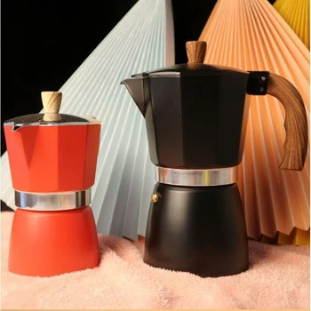 300ml 6 teenindavad alumiinium moka pott, espresso levik kohvikann, self-service kodust väljas pliit kohvik tool, hõbe, punane, must