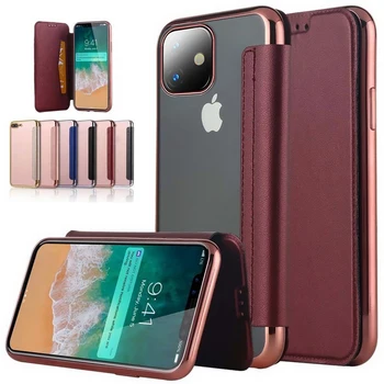 Mood Electroplate Slim Raamat Flip Case For iPhone X 10 XR, XS Max 7 8 Plus 11 Pro 12 13 Mini 14 Card Slots Seista Selge Kate