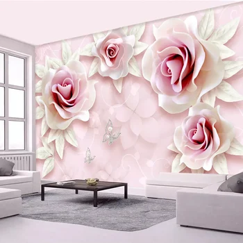 Custom Seinamaaling Tapeet Värske Lihtne 3D Reljeef-Roosa Roos Kunst Seinamaaling elutoas, Magamistoas TV Taust Seina Lapiga Seina Värvimine