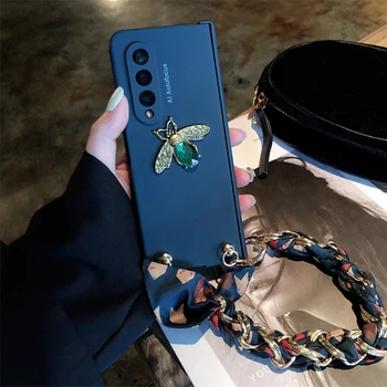Luksuslik 3D-Teemant Mesilaste Telefon Case For Samsung Galaxy Z Murra 3 5G Hinge Protector Armor Kate Kaasaskantav Kett Siidist Sallid