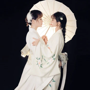 Jaapani Kimono Yukata Suvel 2022 Uus Retro Jaapan Vintage Stiilis Valge Õie Printida Kleit Vibu Sobiks Traditsiooniline Kleit Naistele