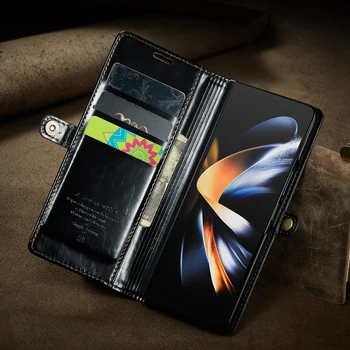 Kukkumiskaitse Zfold4 Nahast Rahakott Kata Case for Samsung Galaxy Z Fold4 Murra 4 Fold3 5G Murra 3 Kaardi Pesa mobiiltelefoni Kott