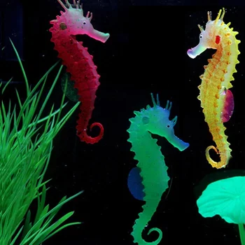 Silikoon Kunstlik Öösel Helendav Hippocampus Kala Tank Aquarium Ornament Veealuse Kaunistada Millimallikas Akvaariumi Dekoratsioon