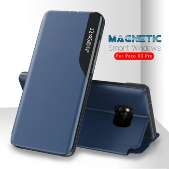 poko x 3 pro case Smart Magnet Nahast Flip Case For xiaomi poco x3 pro x 3 nfc-3x x3pro pocox3 pro Book Seista Telefoni Kate