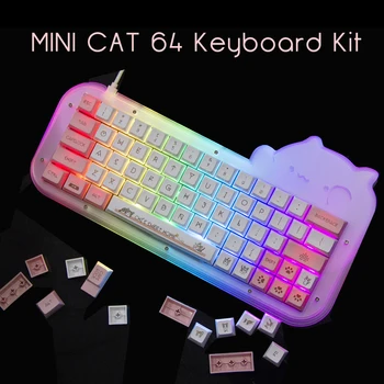 Mini Cat 64 Komplekt 60% kiirvahetus Akrüül RGB Juhtmega Mehaaniline Klaviatuur Barebone DIY Kit KAUDU Programmeeritav + Lüliti Macropad