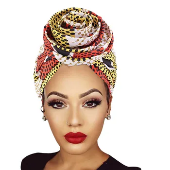 Aafrika Muster Prindi Lill Turban Topelt kaetud Satiin Moslemi Headscarf Ankara Pea Wrap Pool Bandanas Daamid Juuksed Tarvikud