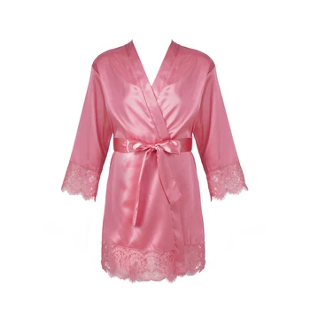 Lapsed Rüü Tüdrukud (Solid Color Silk Satin Kimono Riideid Lastele Pits Hommikumantel Sleepwear Nightgowns Kleit Pulmapidu Sünnipäeva