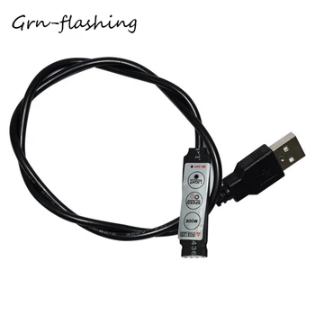 GRN-VILKUV 50CM USB-pistik kaabli liin DC5-24V 3 võtmed 4 sõrmed Lüliti liini Kontrolli line RGB LED riba