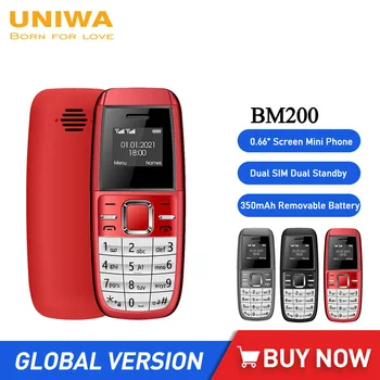 UNIWA BM200 0.66 Tolline Mini Telefon MT6261D GSM 350mAh Mobiiltelefonides, millel Nupp Klaviatuuri Dual SIM Dual Standby Telefon Lapsed