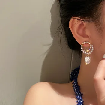 Pearl kõrvarõngad armastus ripats, kõrvarõngad naiste Lõuna-korea kerge luksus lihtne INS super haldjas kõrvarõngad