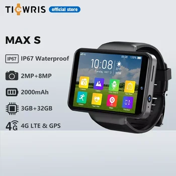 TICWRIS MAX S 4G Smart Watch Android 2000mAh Dual Kaamera, 32GB WIFI SIM-Kaart GPS-Veekindel Smartwatch Meeste jaoks Android, IOS Telefoni