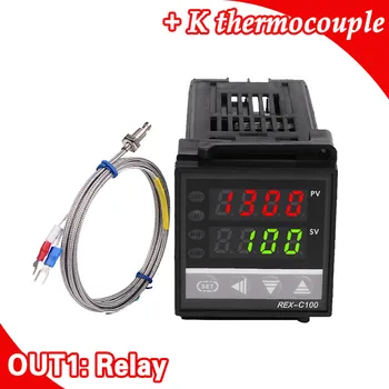 Dual Digital RKC PID temperatuuriregulaator REX-C100 koos Anduri Termopaar K, Relee Väljund