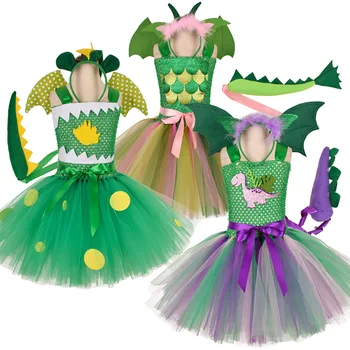 Dinosaurus Lapsed Tüdrukud Cosplay Riiete Komplekt Sünnipäeva Lapsed Kleidid Tüdrukute Cartoon Princess Tüdrukud Tutu Kleidid Pool