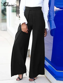 Celmia Vintage 2022 Suvel Pantalon Mujer Uus Mood Kõrge Vöökoht Street Naiste Pikad Püksid Õmblemine Office Lady Lai Jalg Püksid