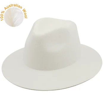 100% Austraalia Lamba-valge Fedora Müts Naistele Mehed Leidsid, Lai Nokk Müts Vintage Jazz Fedora Müts Paari ühise Põllumajanduspoliitika Talvel chapeau femme