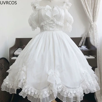 Jaapani Victoria Gooti Lolita Kleit Naiste Must Valge Elegantne Backless Haldjas Kleidid Girly Kawaii Magus Cosplay Mini Vestidos