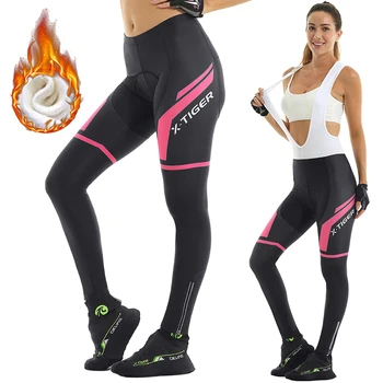 X-TIIGER Naiste Jalgratta Püksid Hoida Soojas Thermal Püksid, Rinnatüki 3D Geel Padjad Külma Ilmaga Vooderdatud Säärised Bike Püksid