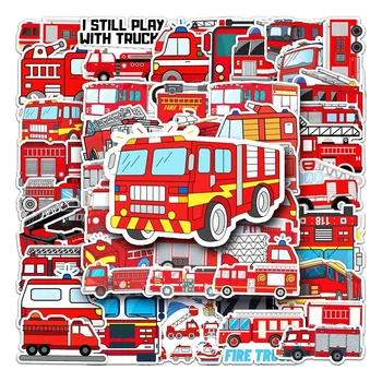 10/50TK Cartoon Fire Truck Auto Kleebised, Sülearvuti Kitarr Pagasi Jalgratta, Rula Veekindel Kleebis Auto Decal Kids Mänguasi