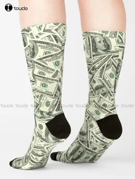 100 Usa Dollarit, Ameerika Dollar Bill Kingitus Sokid Treening Sokid Naiste Personaliseeritud Custom Unisex Täiskasvanud Teismeliste Noorte Sokid Harajuku