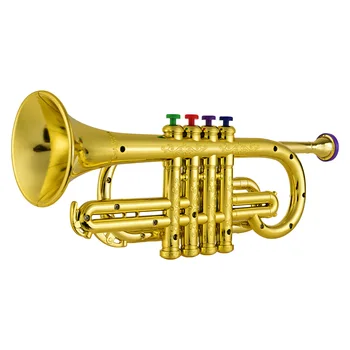 Trompet Lapsed Muusikaline puhkpillid ABS Metallik Kuld Trompet 4 Värvilised Klahvid