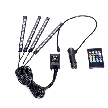 LED Auto Interjöör Tuled Suu Ümbritseva Valguse puhul, Mille USB-sigaretisüütaja Backlight Muusika Kontrolli Appi RGB Dekoratiivsed Atmosfääri Lamp