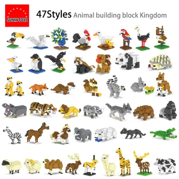 48 stiile Loomade seeria mikro-osakeste plokid mini building block telliste puzzle mänguasjad, lapsed kingitus mänguasi lapsele