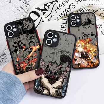 Anime Demon Slayer Telefon Case For iphone SE 2020 6 6S 7 8 11 12 13 Mini Plus X XS XR Pro Max Matt Kirka läbipaistva kunsti tagasi