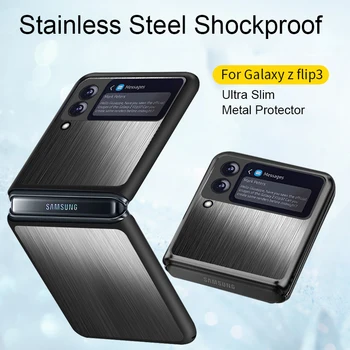 Roostevabast Terasest Telefon Case For Samsung Galaxy Z Flip 4 3 Ultra Slim Põrutuskindel Kaamera Objektiiv Kaitsja Katab Klapp 3 5G Metal Puhul