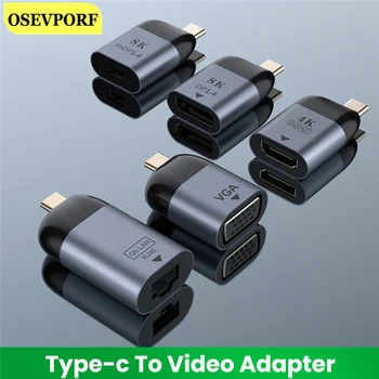 8K Tüüp-C HDMI-ühilduvate/VGA/DP/RJ45/Mini DP Video Adapterid 4K 60Hz Hall USB Type C Converter For PC MacBook Huawei Samsung