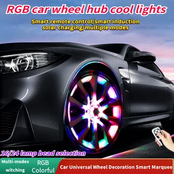4tk RGB Auto Hub Tuled puldiga Veekindel Päikese Smart Kaugseire Flash Ratta Rehvi Velje Tuled Auto Kaunistamiseks Värviline