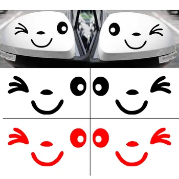 2tk Cute Smiley Nägu Auto Kleebis Rearview Mirror Kleebis Dekoratiivsed Aksessuaarid 10cm*5cm