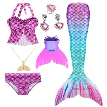Tüdrukud Printsess Väike Merineitsi Kleit Ujumine Merineitsi Saba Beach Riided Vanik Lestad Bikiinid Anime Kostüüm