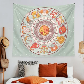 Zodiac Tapestry Tähtkuju Tapestry Sun Moon Vaip, Astroloogia tähistaeva Seinavaibad Tarot Vaip Seina Riputamise Tuba