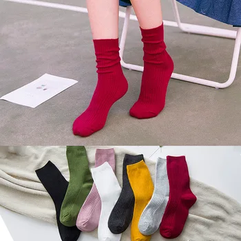 Jaapani Tahked Värvi Puuvillased Sokid Kevad Sügis Candy Värvi, Keskmise Toru Sport Hingav Sokid