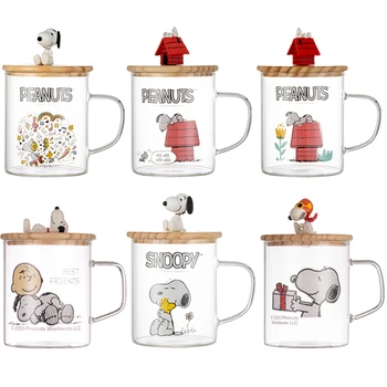 Cartoon Snoopy Armas Klaasi Küljest Cup Läbipaistev Lill Teacup Kõrge temperatuuritaluvus Intelligentne ja Praktiline Tüdruk Kingitus