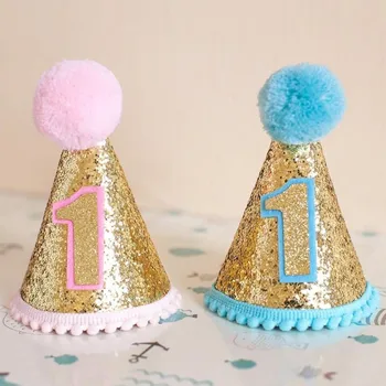 1tk Glitter Riie Väike Pikad Müts Mini Pool Müts Poisid Tüdrukud Esimest Sünnipäeva Meremiili Tundsin Pool Müts Sünnipäeva Müts