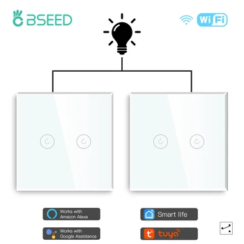BSEED 2Packs LED Light Touch Lüliti Wifi 2Gang 1/2/3way Smart Wall Lüliti Traadita Wifi Alexa Lüliti Smart Elu Tuya APP Kontrolli