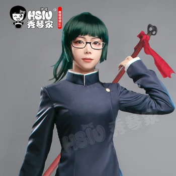 HSIU Anime Jujutsu Kaisen Cosplay Maki Zenin Parukas tumeroheline hobusesaba lühikesed juuksed + Tasuta kingitus brändi parukas kork