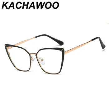 Kachawoo fashion prillid metal gold black cat eye prillid raamid naiste retsepti tarvikud kingitus punkt daamid