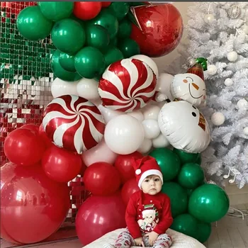 Santa Claus Lumememm Lollipop Häid Jõule Foolium Õhupall Punane Roheline Jõulud Decor Õhu Ballon lapsed mänguasjad Uue Aasta Pidu Tarvikud