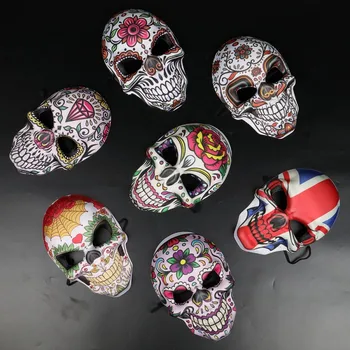5 Tüüp Halloween Mehhiko Päeval Surnud Skull Print Pehme Maskid Mehed Maskeraad Baari Poole Cosplay Prop koos Elastne Nöör