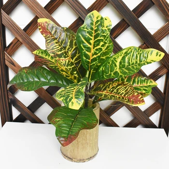 Kunstlik taim päris touch puista kuldne banyan jätab kimp bonsai aia pulm outdoor shop rohelise seina kaunistamiseks